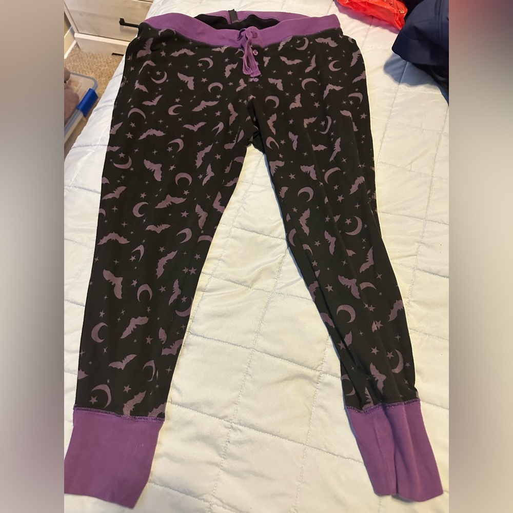 Torrid Black Leggings with Purple Celestial Print